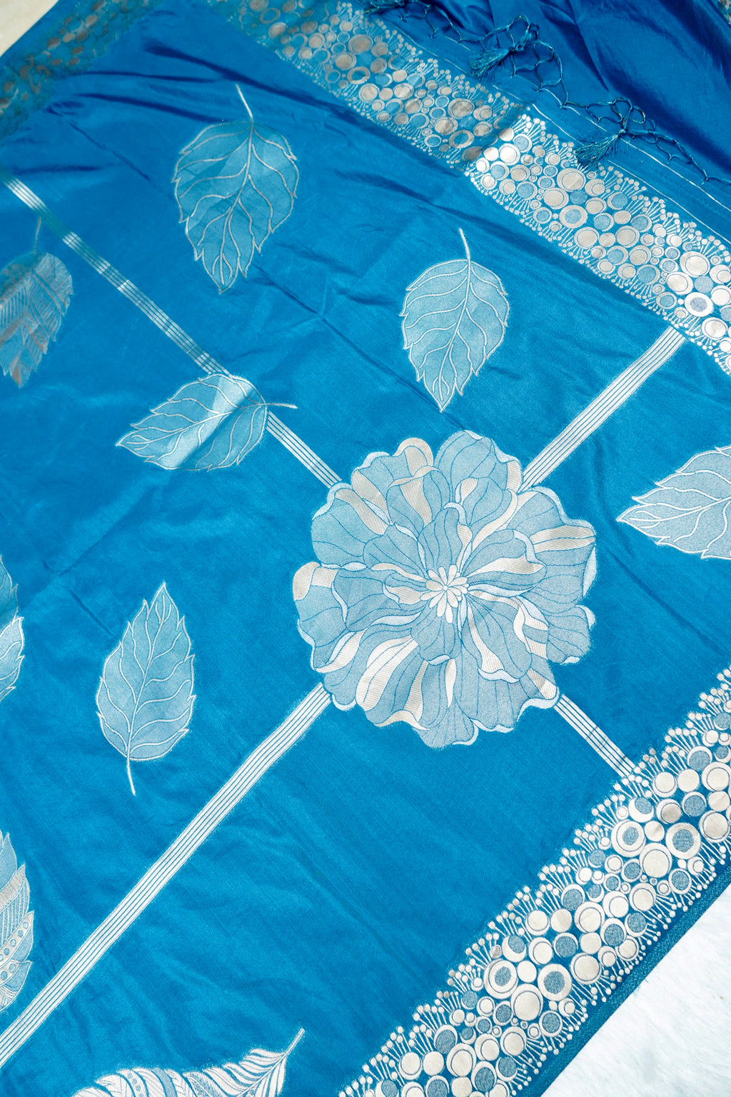 Peacock Blue Banarasee Georgette Saree