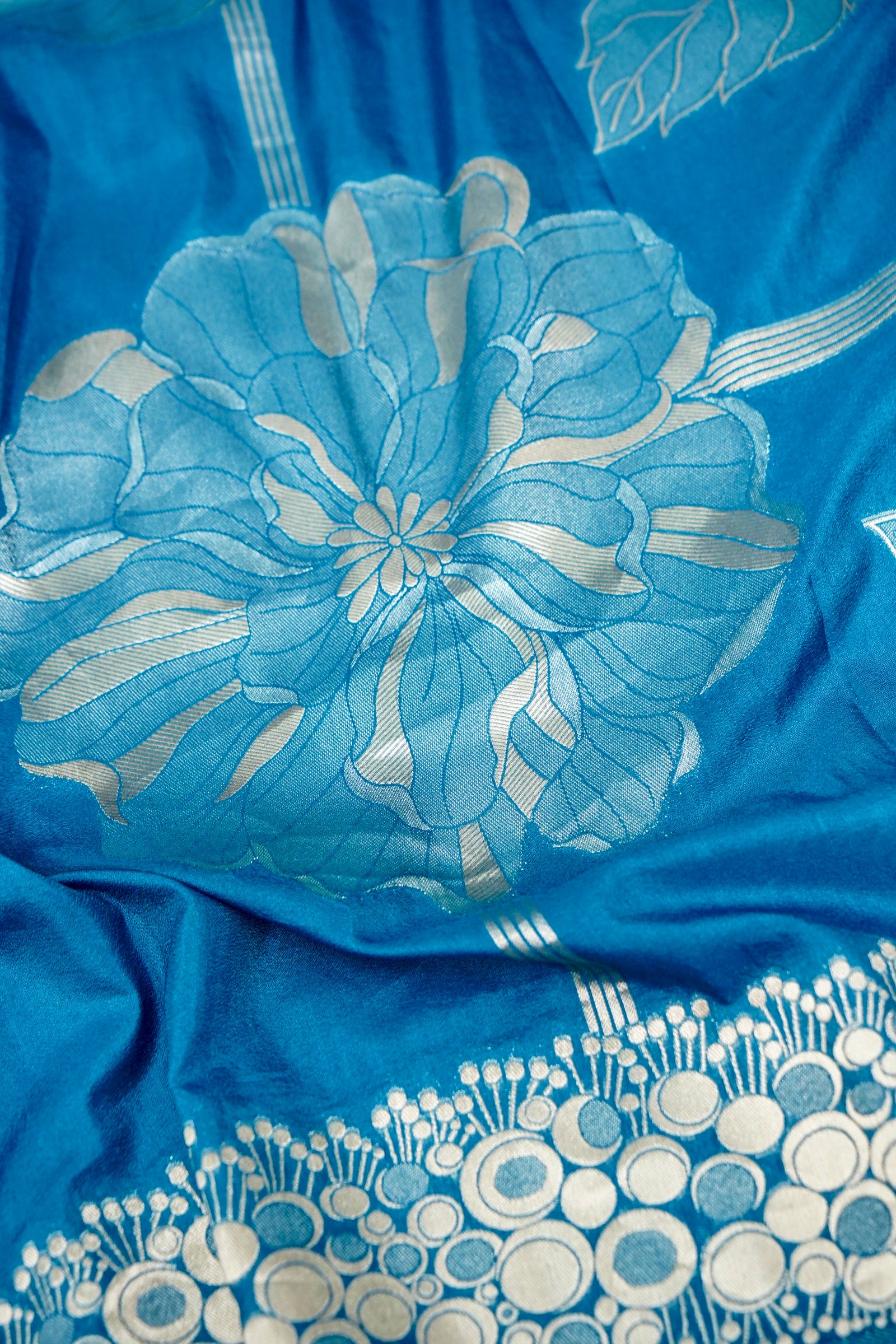 Peacock Blue Banarasee Georgette Saree