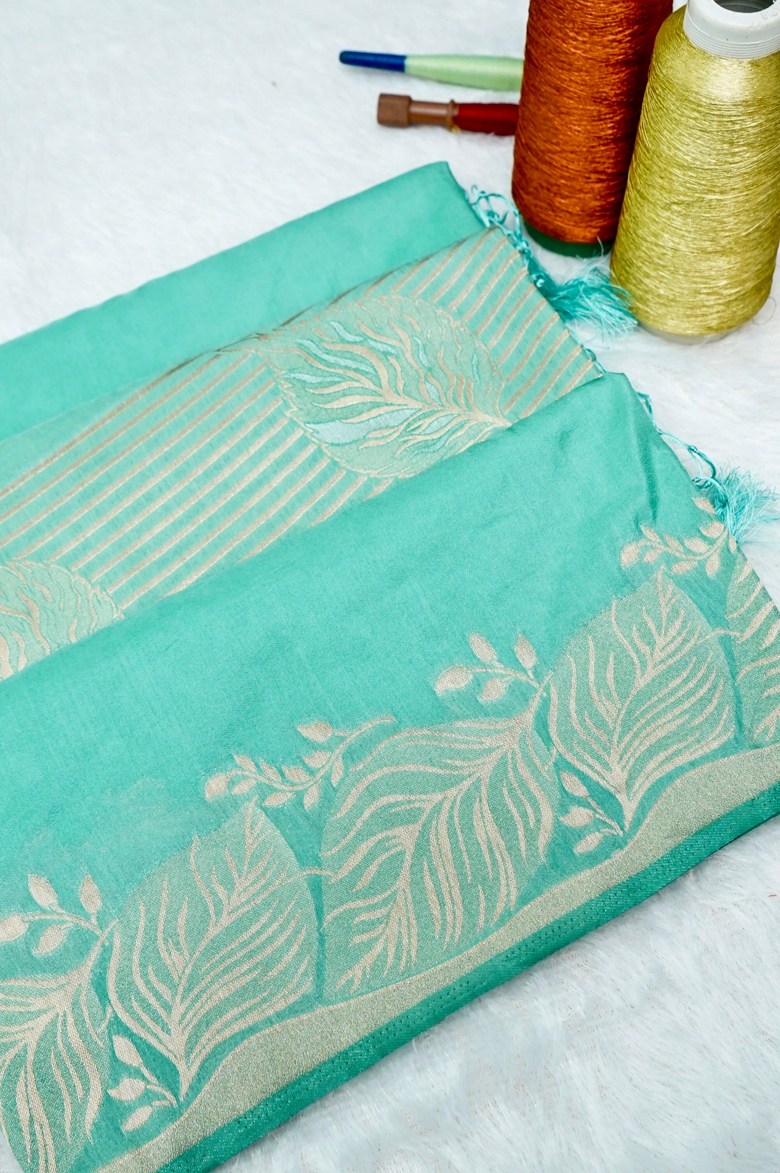 Sea Green Banarasee Georgette Saree