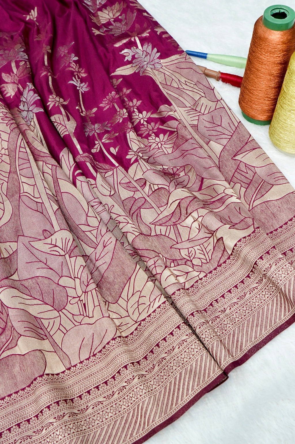 Magenta Pink Banarasee Georgette Saree