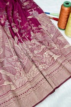 Magenta Pink Banarasee Georgette Saree