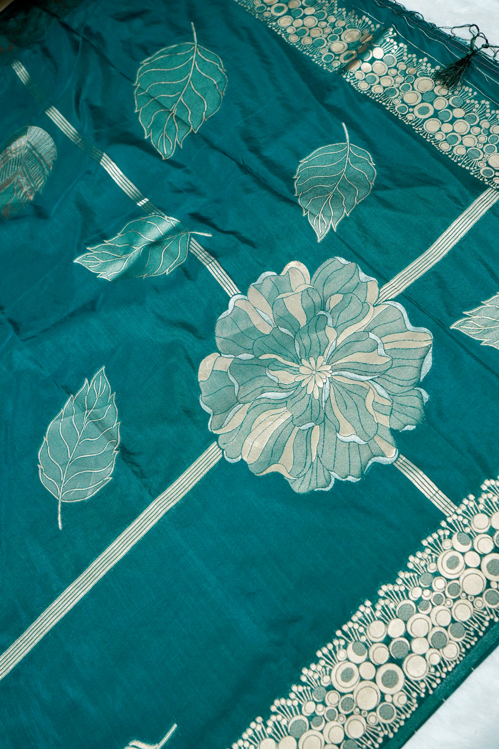 Bottle Green Banarasee Georgette Saree