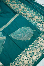 Bottle Green Banarasee Georgette Saree