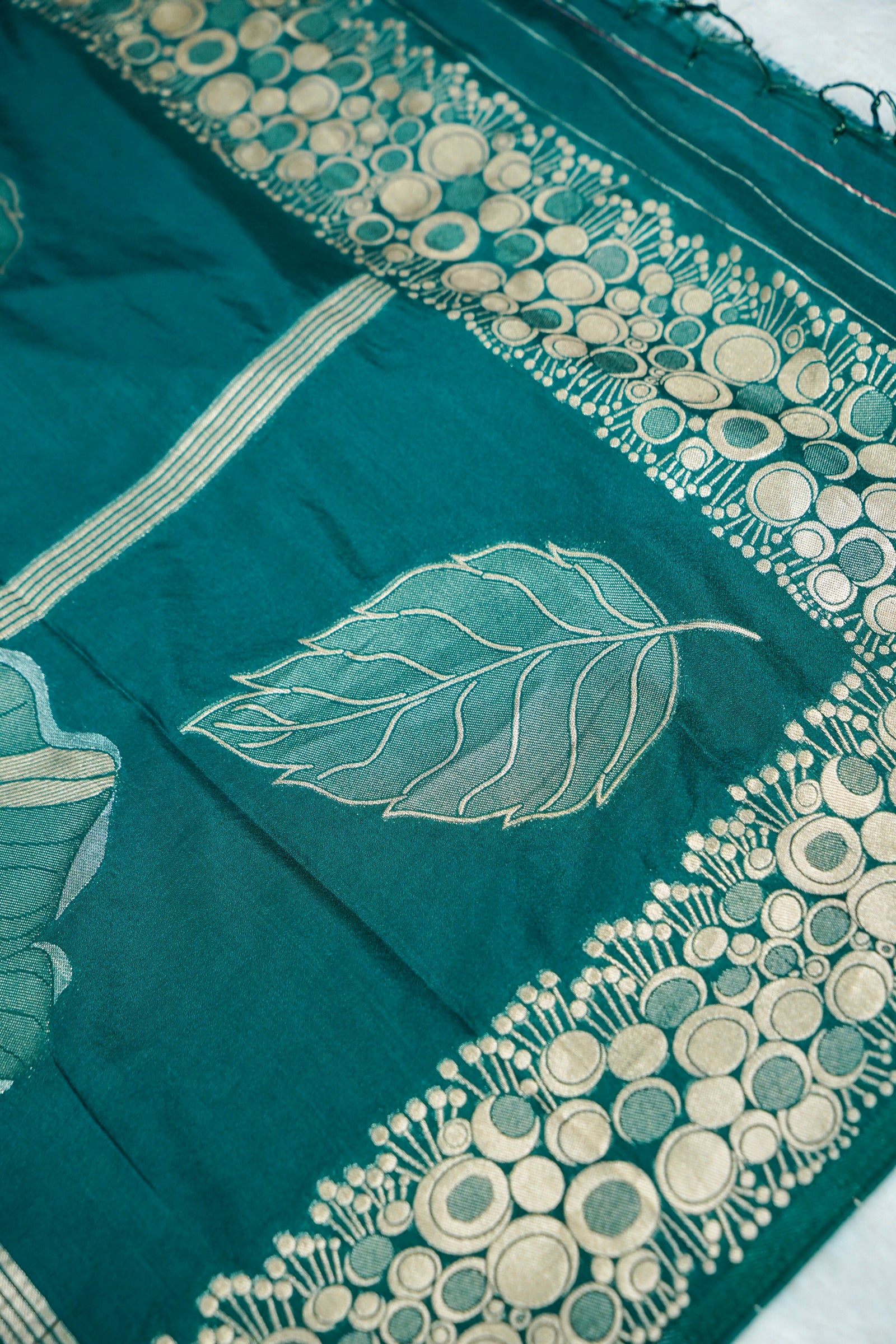 Bottle Green Banarasee Georgette Saree