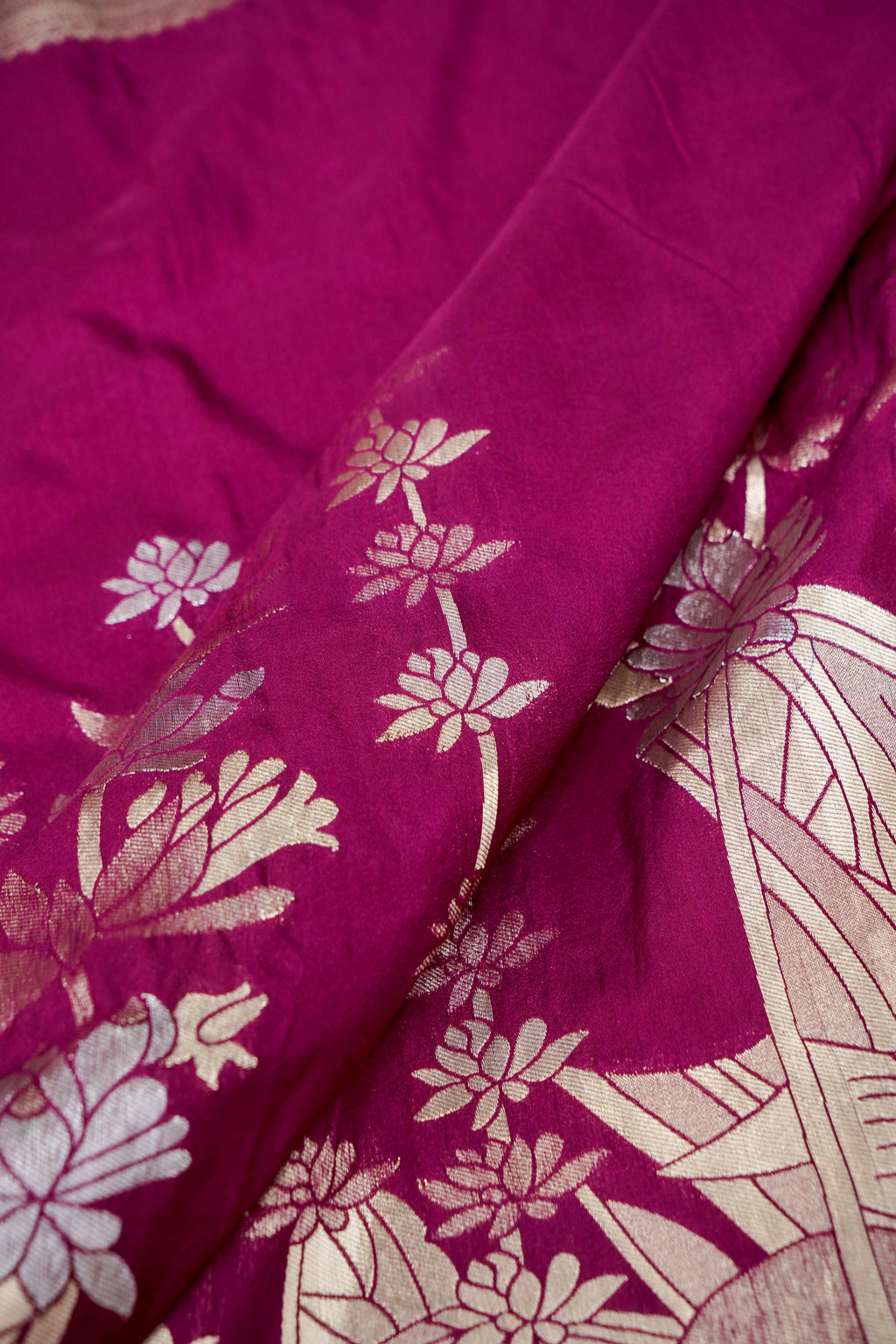 Magenta Pink Banarasee Georgette Saree