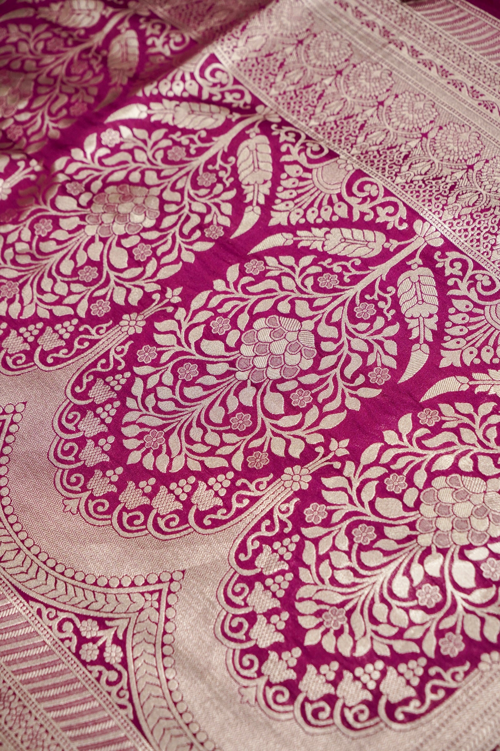 Magenta Pink Banarasee Georgette Saree
