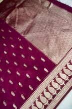 Wine Purple Paisley Banarasee Georgette Saree