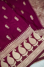 Wine Purple Paisley Banarasee Georgette Saree