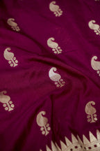 Wine Purple Paisley Banarasee Georgette Saree