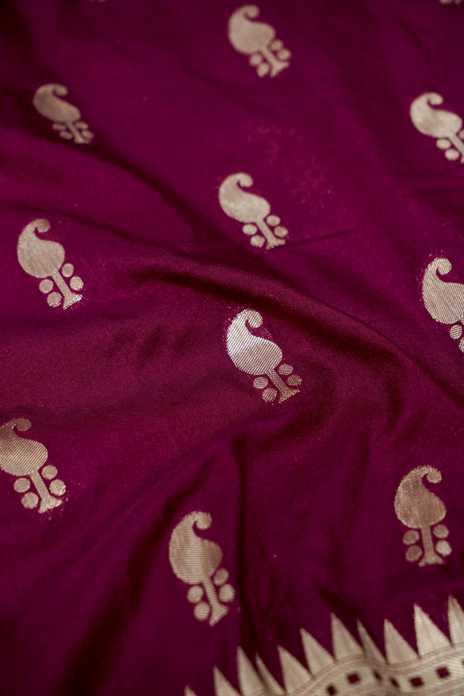 Wine Purple Paisley Banarasee Georgette Saree