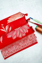 Red Meenakari Banarasee Georgette Saree