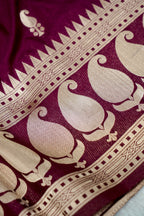 Wine Purple Paisley Banarasee Georgette Saree