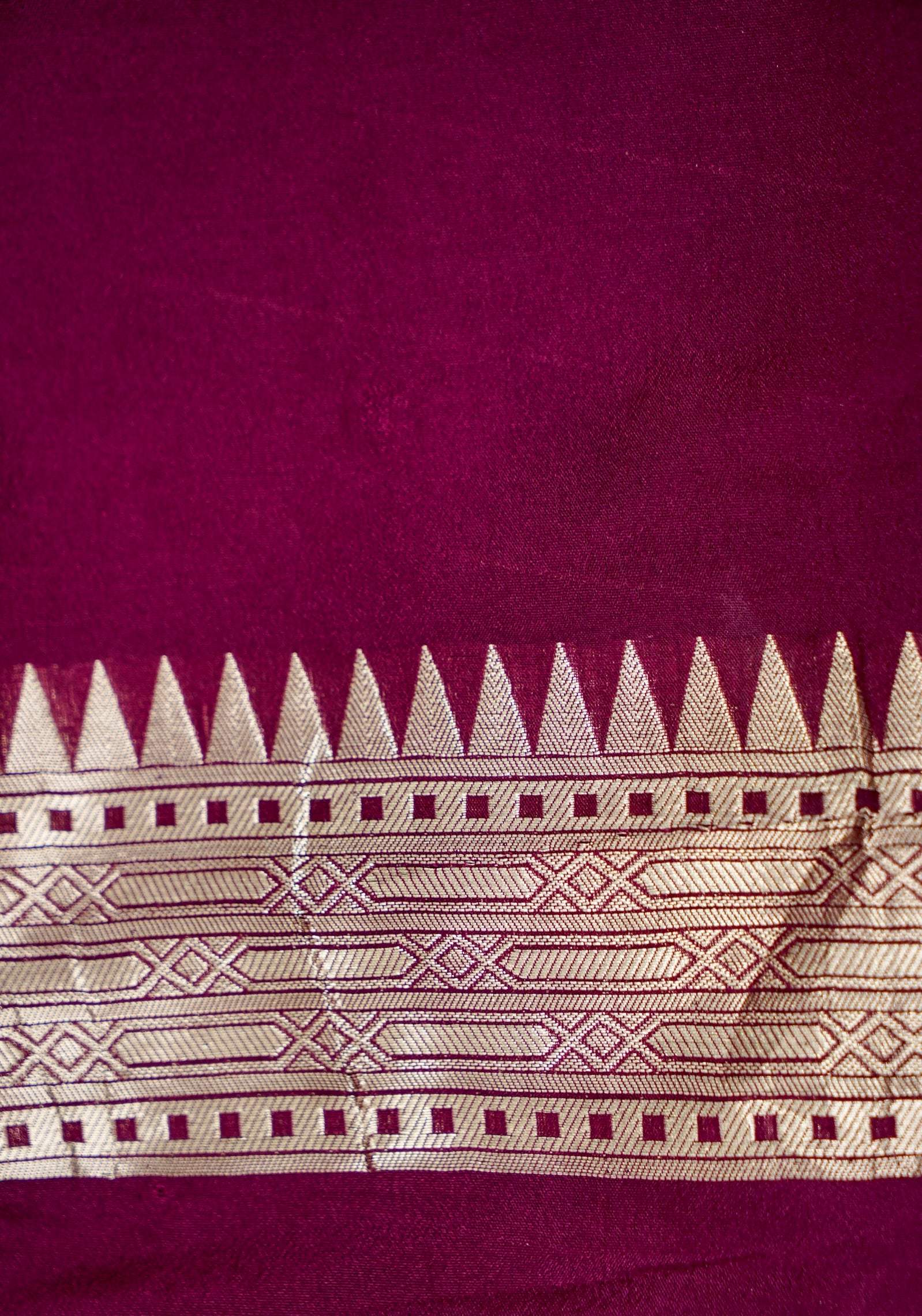 Wine Purple Paisley Banarasee Georgette Saree