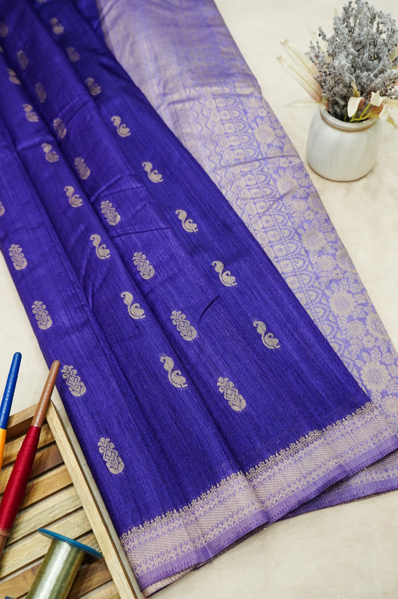 Royal Blue Banarasi Khaddi Silk Saree