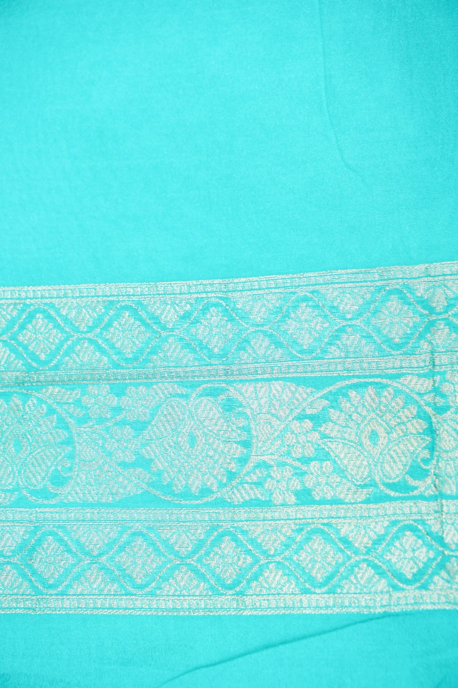 Firozi Meenakari Banarasee Georgette Saree