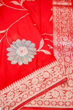 Red Meenakari Banarasee Georgette Saree