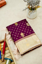 Wine Purple Banarasi Dola Silk Saree