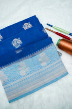 Azure Blue Banarasi Linen Saree