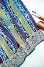 Royal Blue Tissue Stripe Banarasee Saree