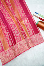 Rani Pink Tissue Stripe Banarasee Saree
