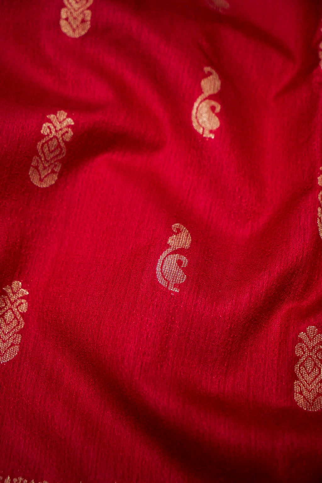 Deep Red Banarasi Khaddi Silk