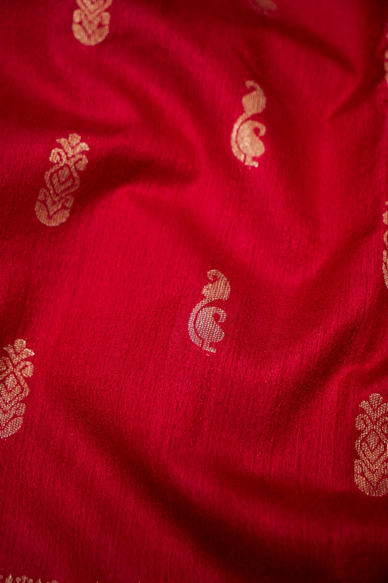 Deep Red Banarasi Khaddi Silk