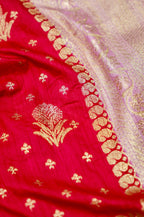 Deep Red Banarasi Dola Silk Saree with  Lavender Border and Palu