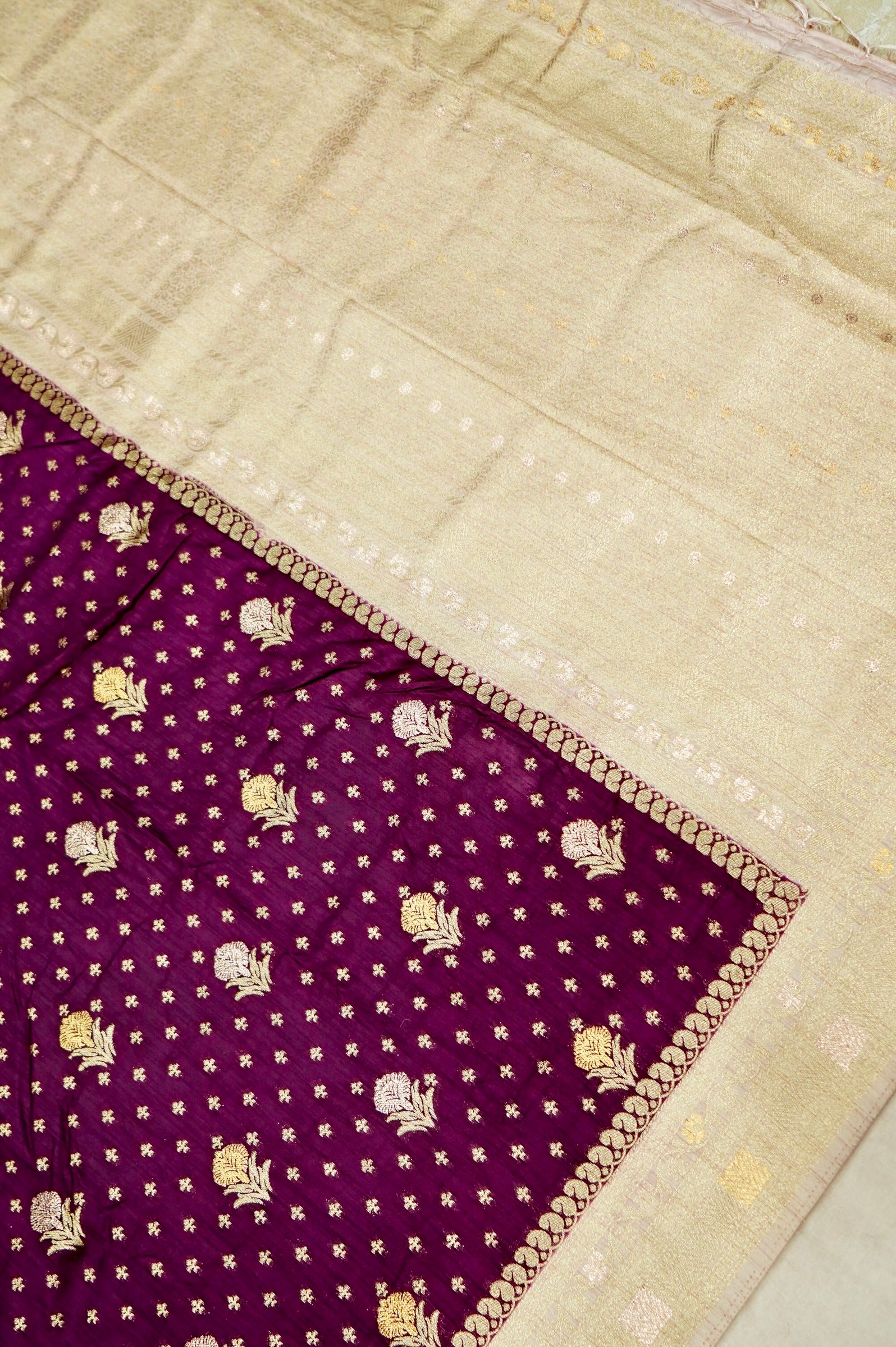 Wine Purple Banarasi Dola Silk Saree