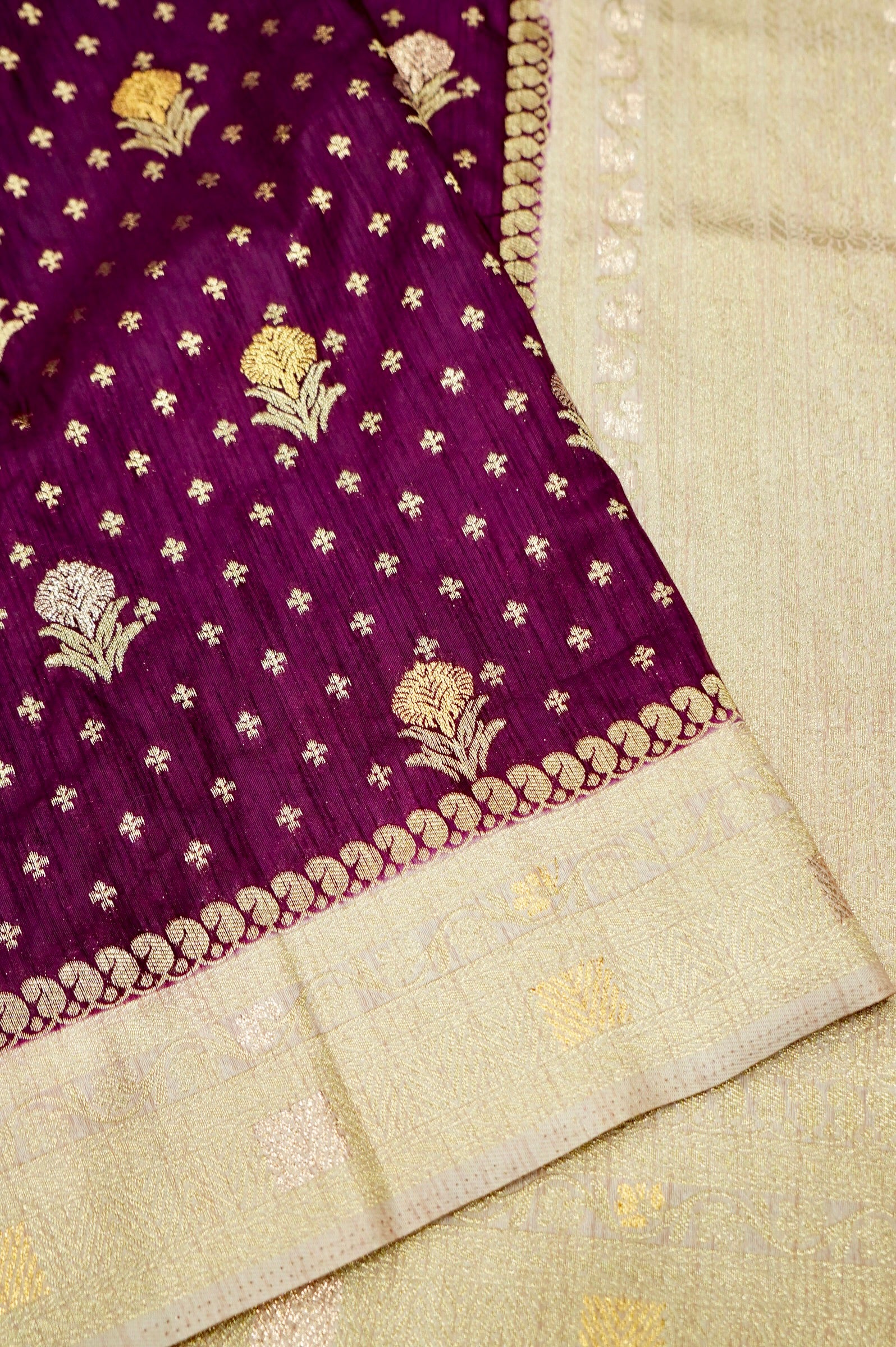 Wine Purple Banarasi Dola Silk Saree