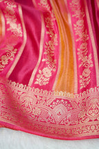 Rani Pink Tissue Stripe Banarasee Saree