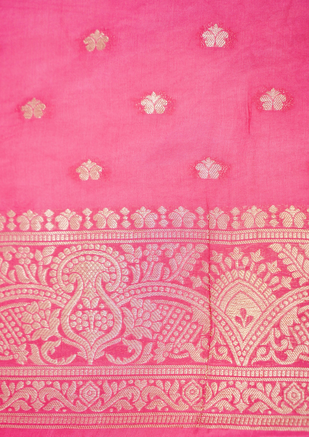 Rani Pink Tissue Stripe Banarasee Saree
