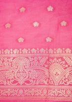 Rani Pink Tissue Stripe Banarasee Saree