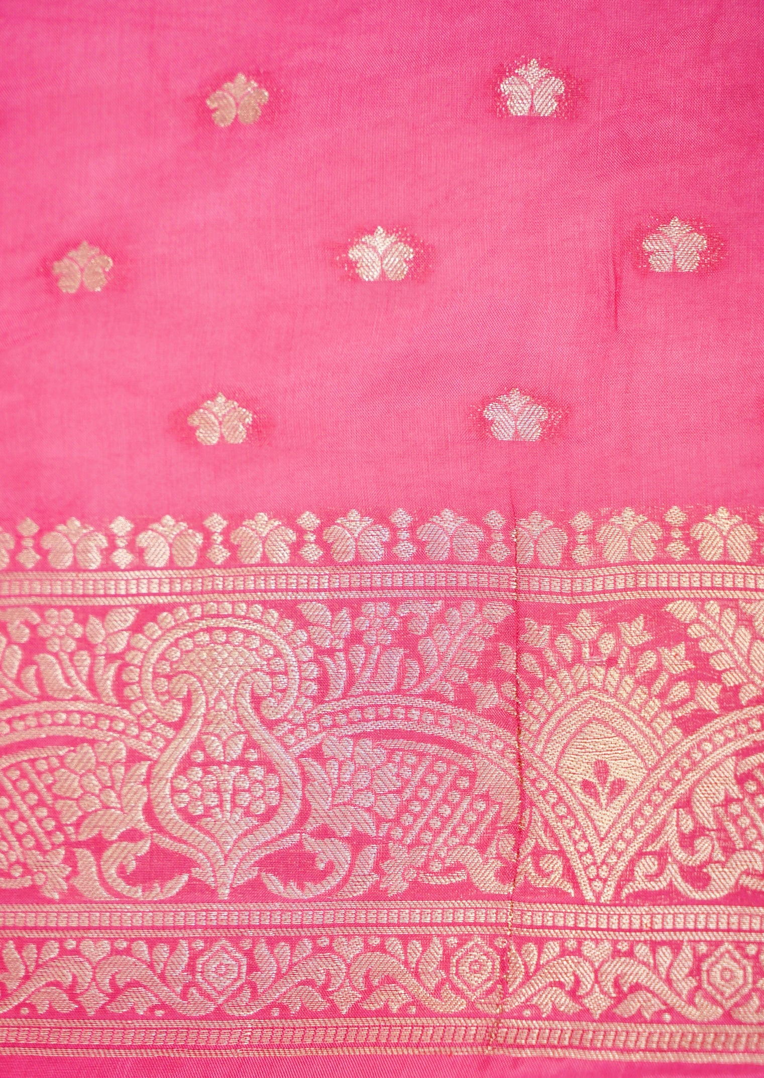 Rani Pink Tissue Stripe Banarasee Saree