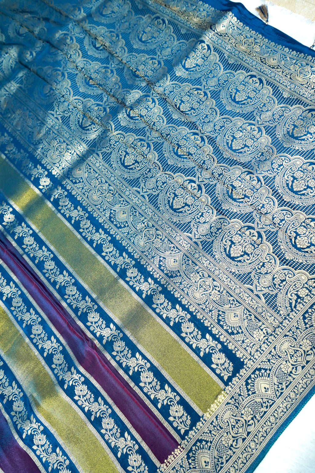 Royal Blue Tissue Stripe Banarasee Saree