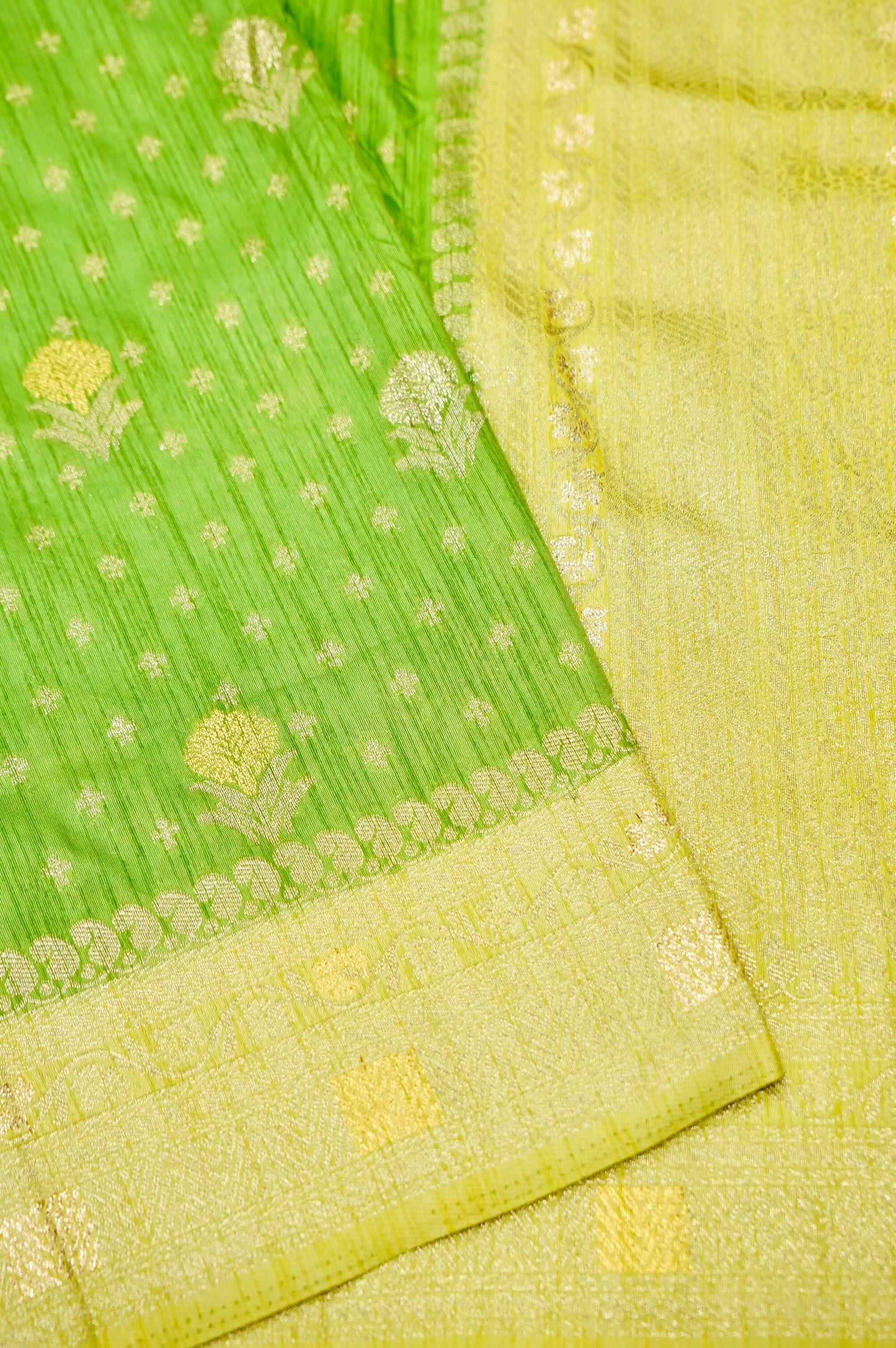 Lime Green Banarasi Dola Silk Saree