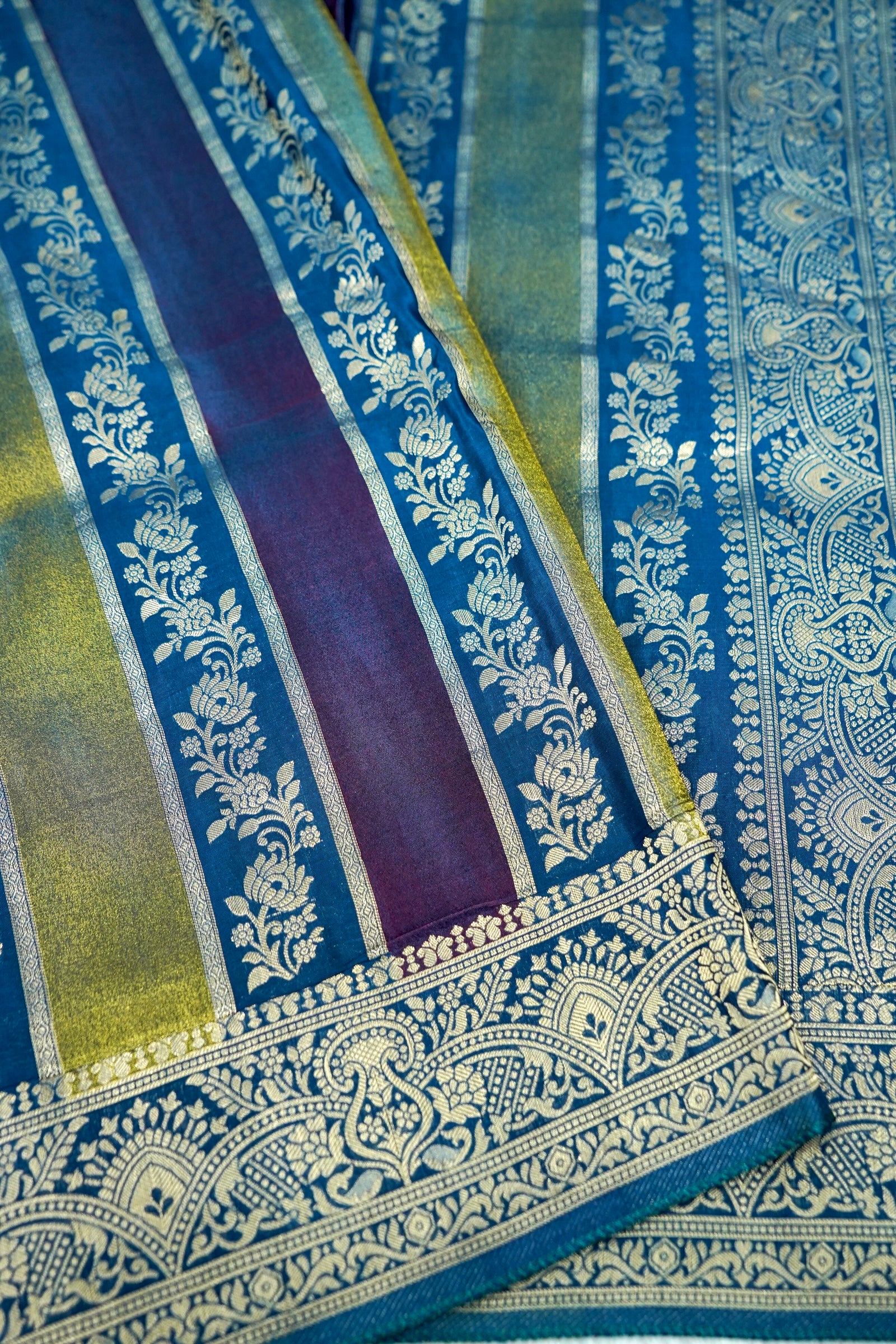 Royal Blue Tissue Stripe Banarasee Saree