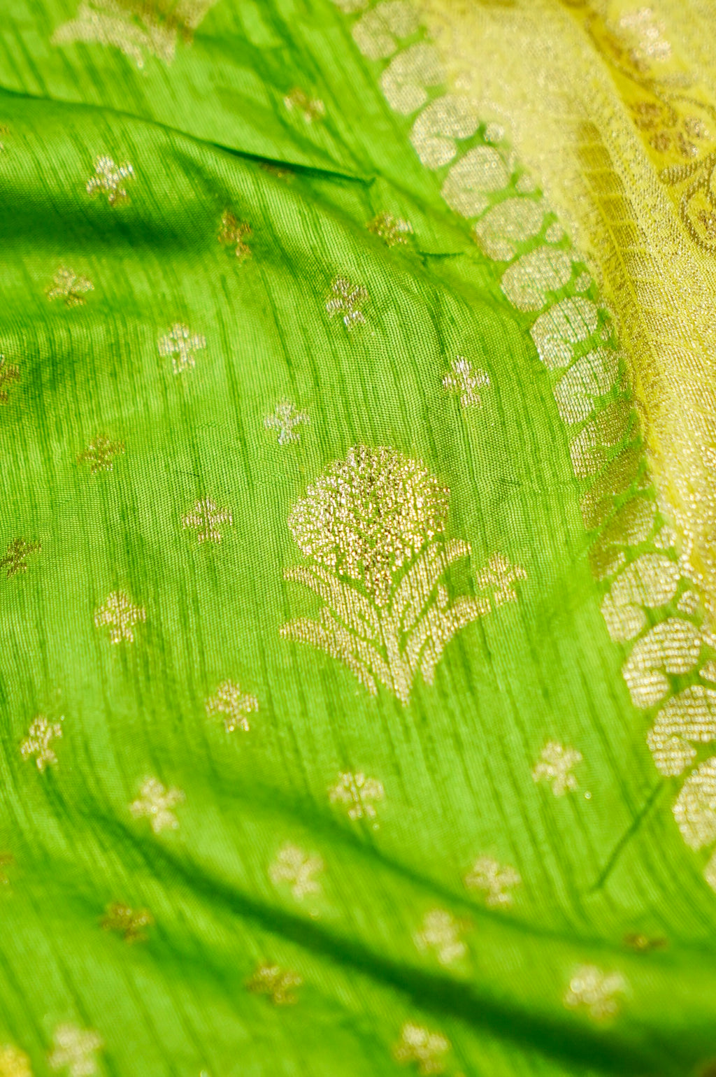 Lime Green Banarasi Dola Silk Saree