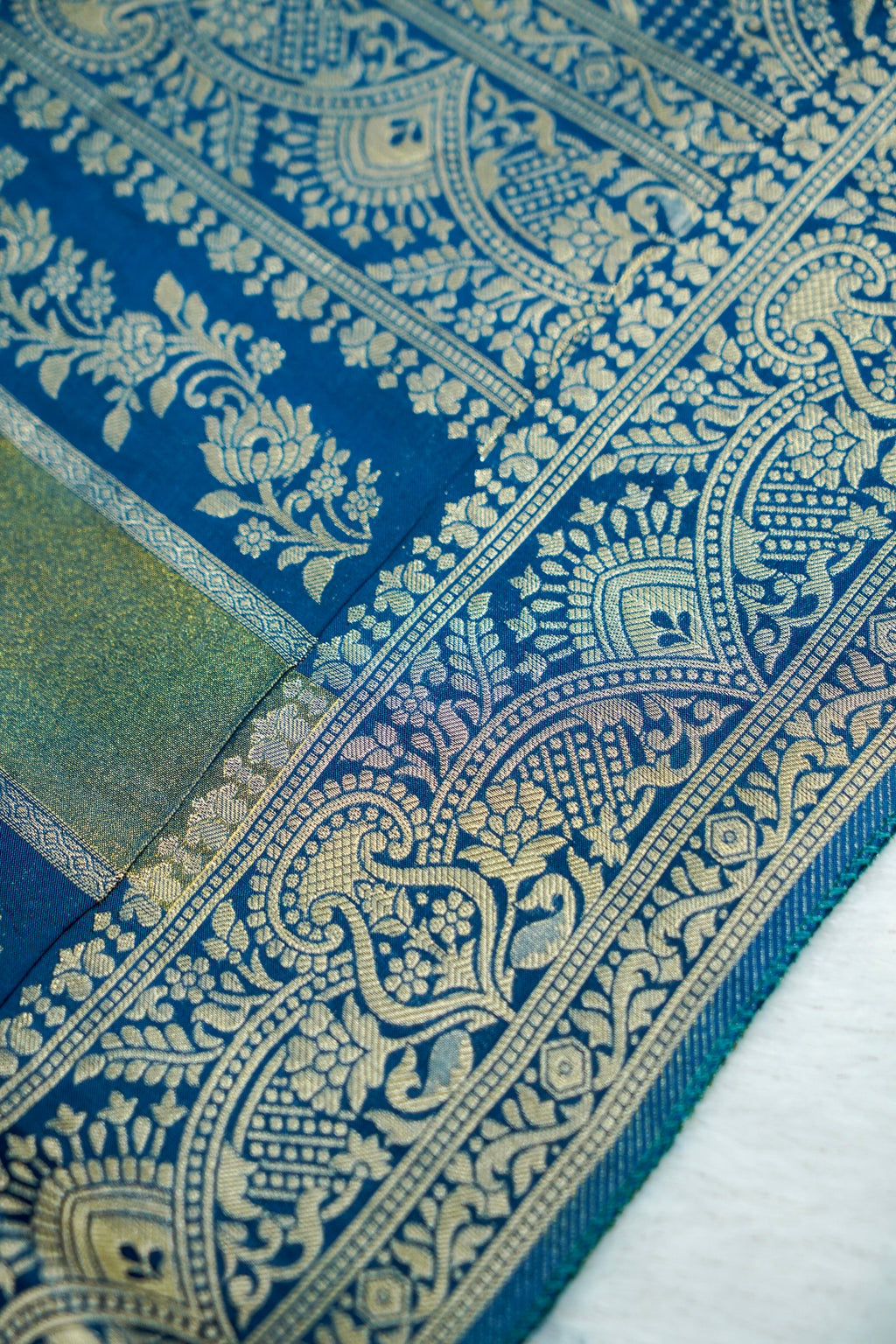 Royal Blue Tissue Stripe Banarasee Saree