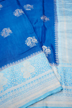 Azure Blue Banarasi Linen Saree