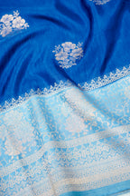 Azure Blue Banarasi Linen Saree
