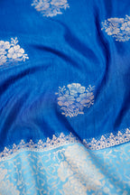 Azure Blue Banarasi Linen Saree