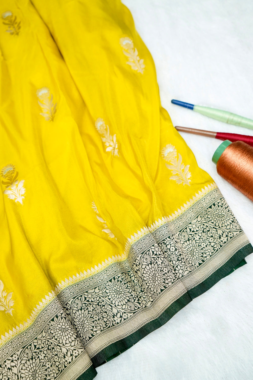 Sunshine Yellow Banarasee Georgette Saree