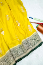 Sunshine Yellow Banarasee Georgette Saree