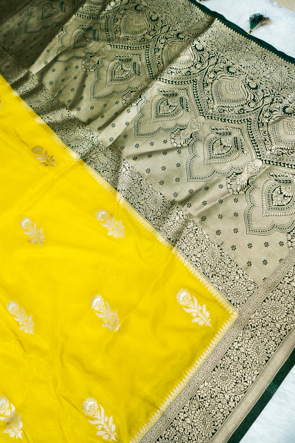 Sunshine Yellow Banarasee Georgette Saree