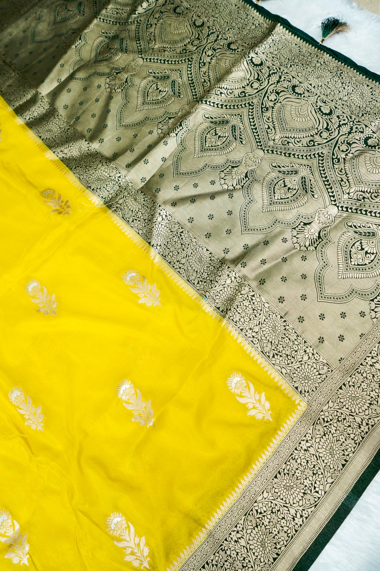 Sunshine Yellow Banarasee Georgette Saree