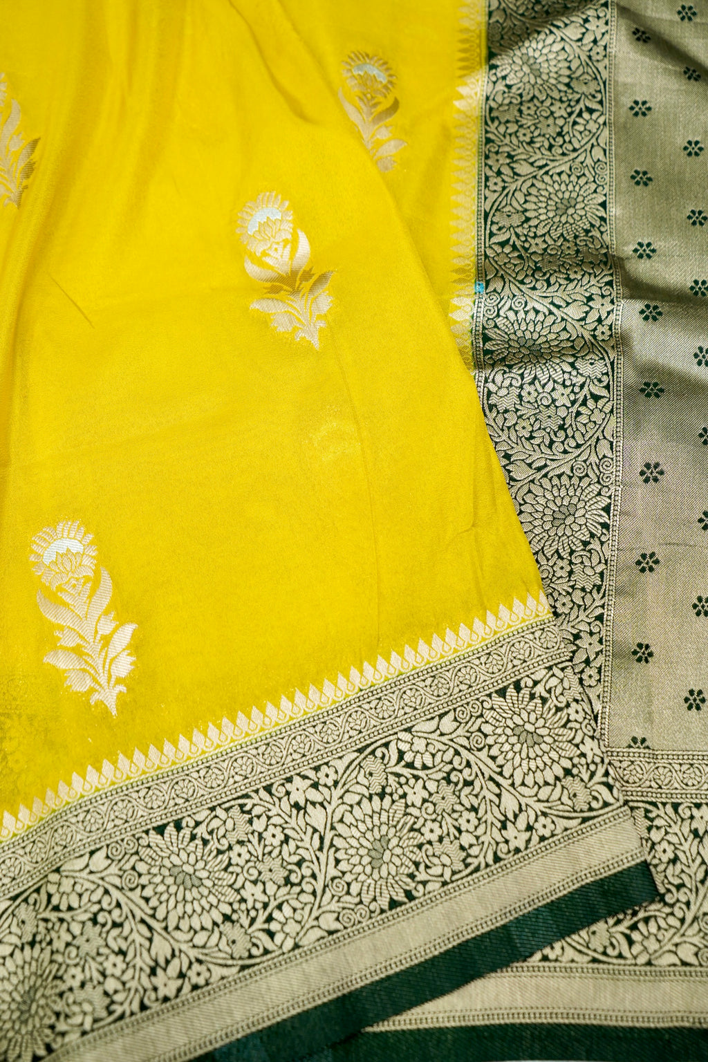 Sunshine Yellow Banarasee Georgette Saree