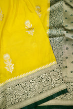 Sunshine Yellow Banarasee Georgette Saree