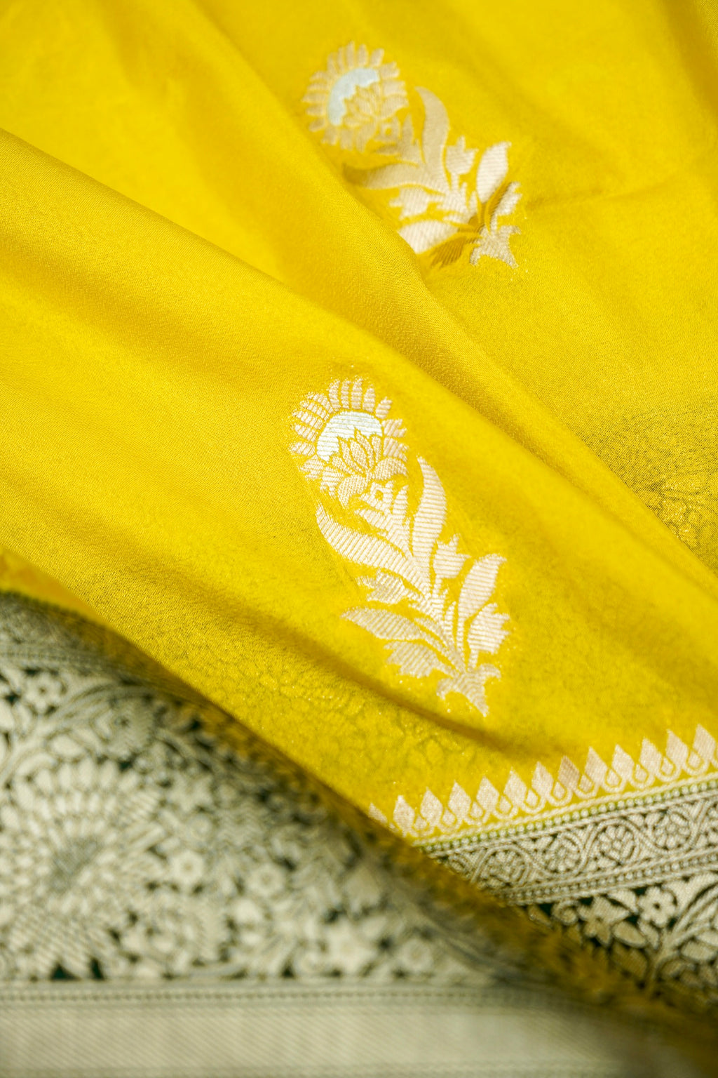 Sunshine Yellow Banarasee Georgette Saree