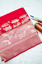Rani Red Floral Banarasee Georgette Saree