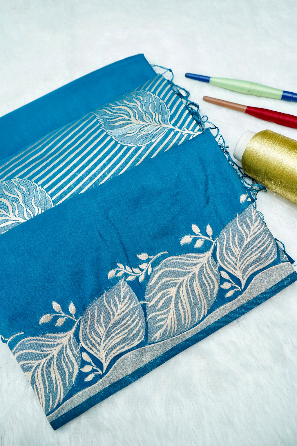 Teal Blue Banarasee Georgette Saree